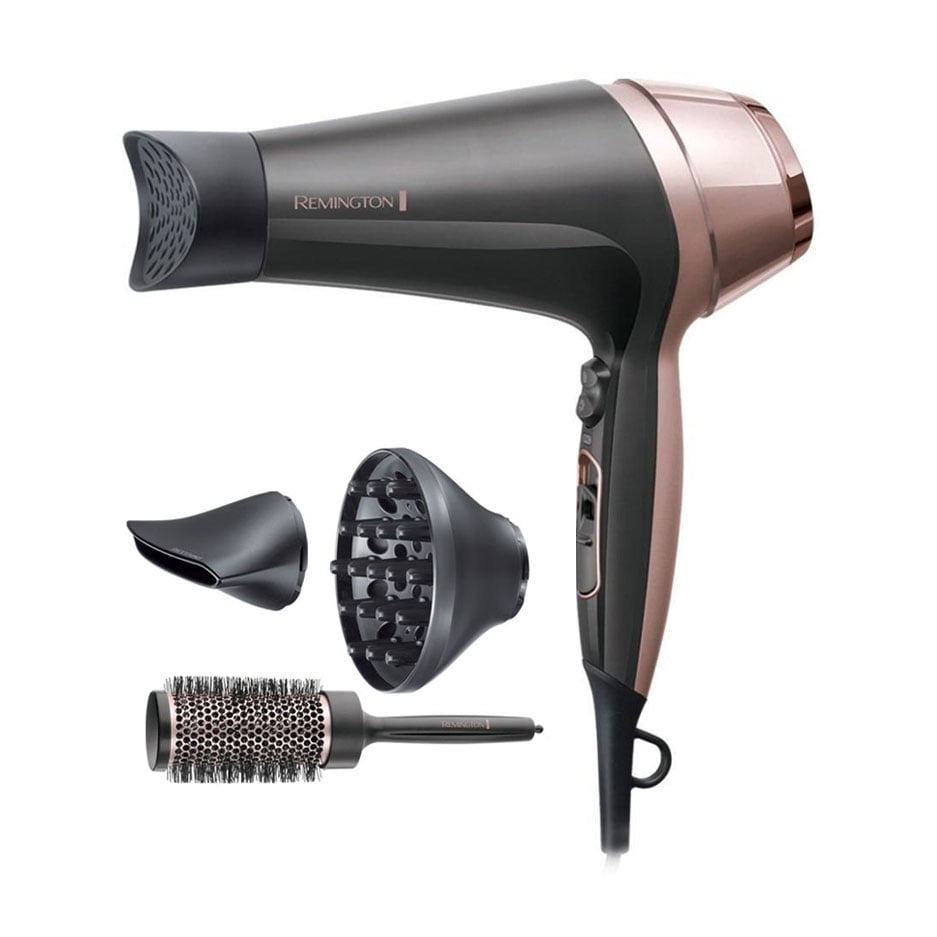 Набір для укладання волосся Remington Curl &amp; Straight Confidence чорно-бежевий (фен, 1 шт + браш, 1 шт + концентратор, 1 шт + дифузор, 1 шт) (D5706)